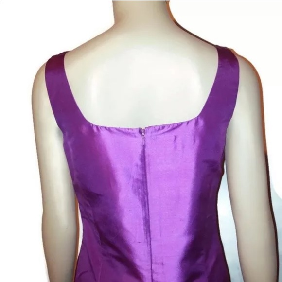 Vintage Jillian Jones Purple Silk Beaded Cocktail Dress Sleeveless Zip Back - Picture 3 of 13